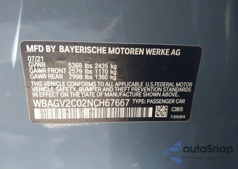 2022 BMW 840 Gran Coupe I from USA, damaged, VIN WBAGV2C02NCH67667